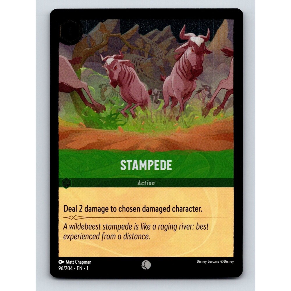 Action Stampede Deal 2 Damage Raging River Scene Green Disney Lorcana